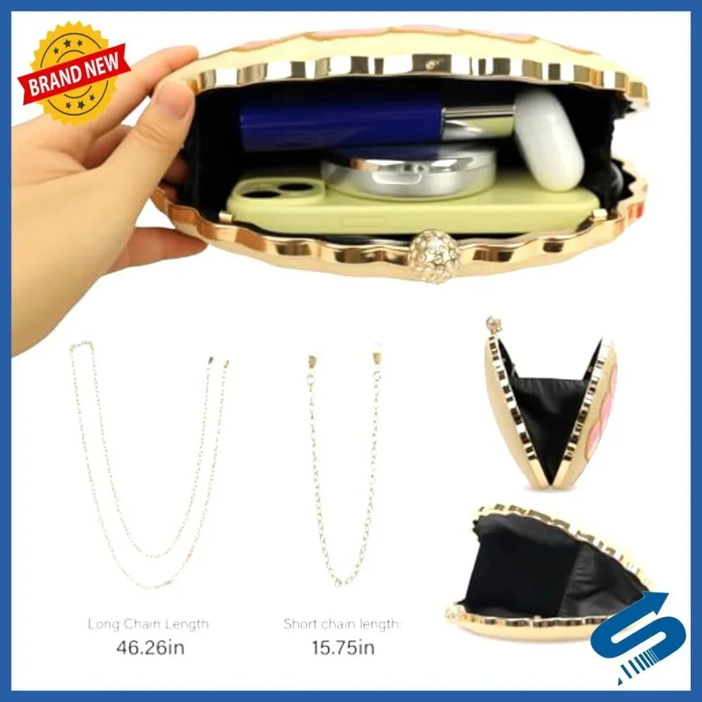 Straw Woven Clutch Purse Embroidered Shell Pattern Handbag Elegant Boho